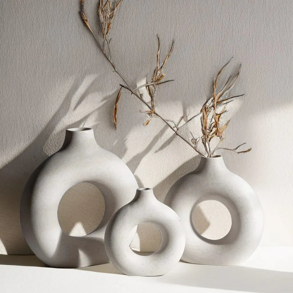 Vilead Circular Hollow Ceramic Vase